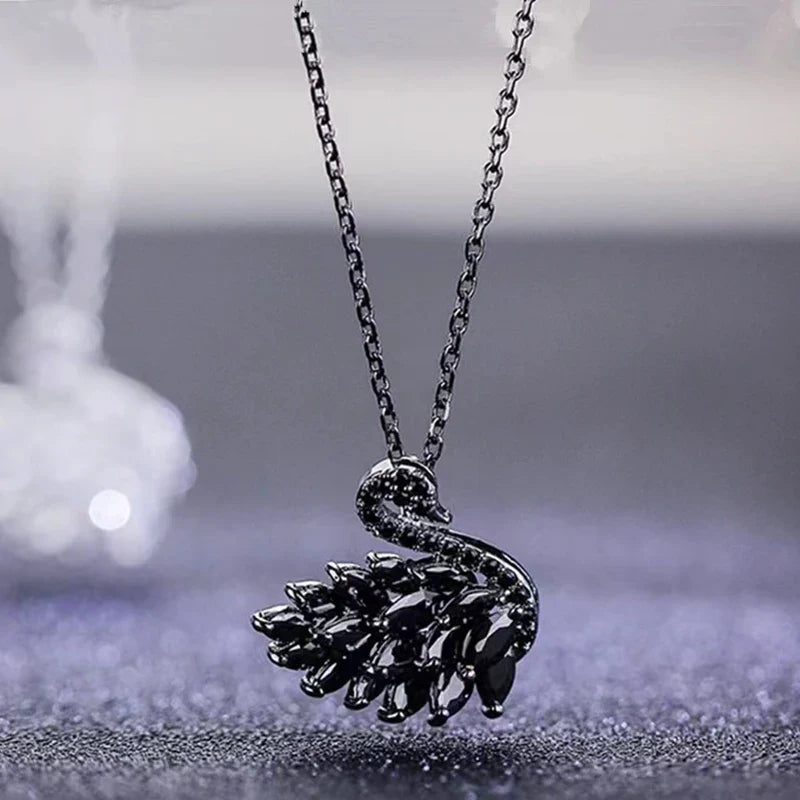 "2024 Classic Design Black Zircon Swan Shaped Earrings"