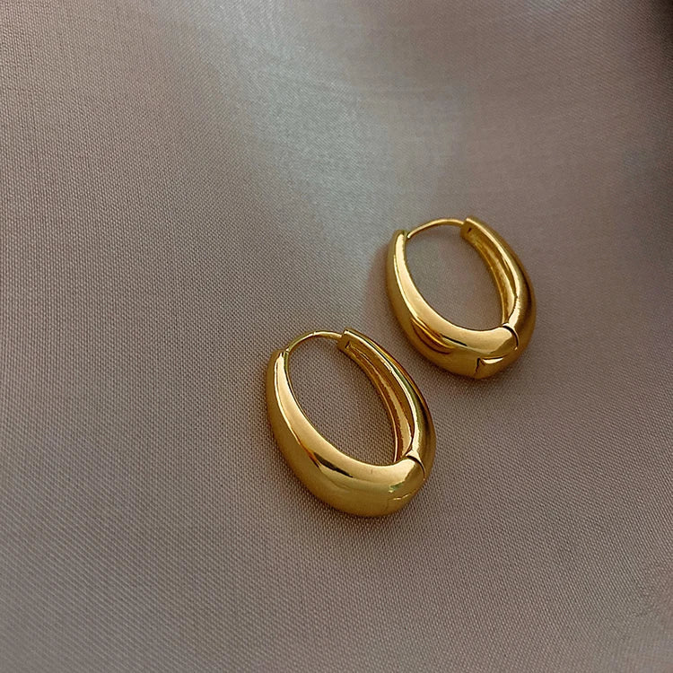 "2025 Classic Copper Alloy Smooth Hoop Earrings"