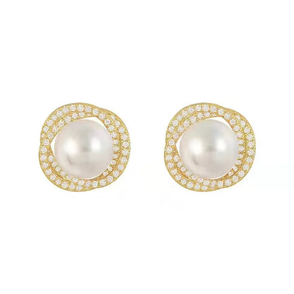 "2020 Geometric Whirlpool Pearl Earrings"