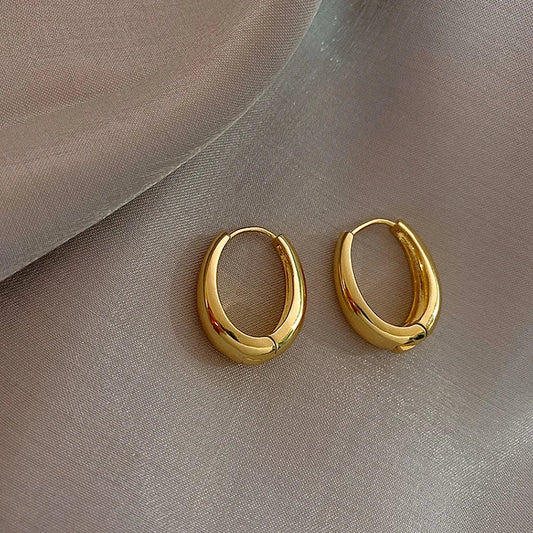 "2025 Classic Copper Alloy Smooth Hoop Earrings"