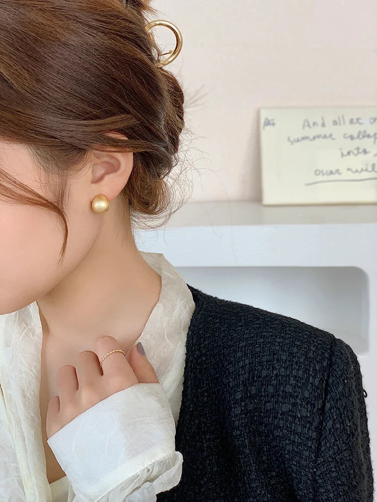 "2025 European & American Minimalist Matte Brushed Metal Drop Earrings"