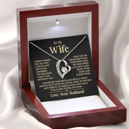 "925 Sterling Silver Heart Necklace for My Beloved Wife"