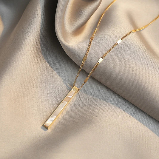 "2020 Titanium Steel Chain Shell Pendant Necklace for Women"