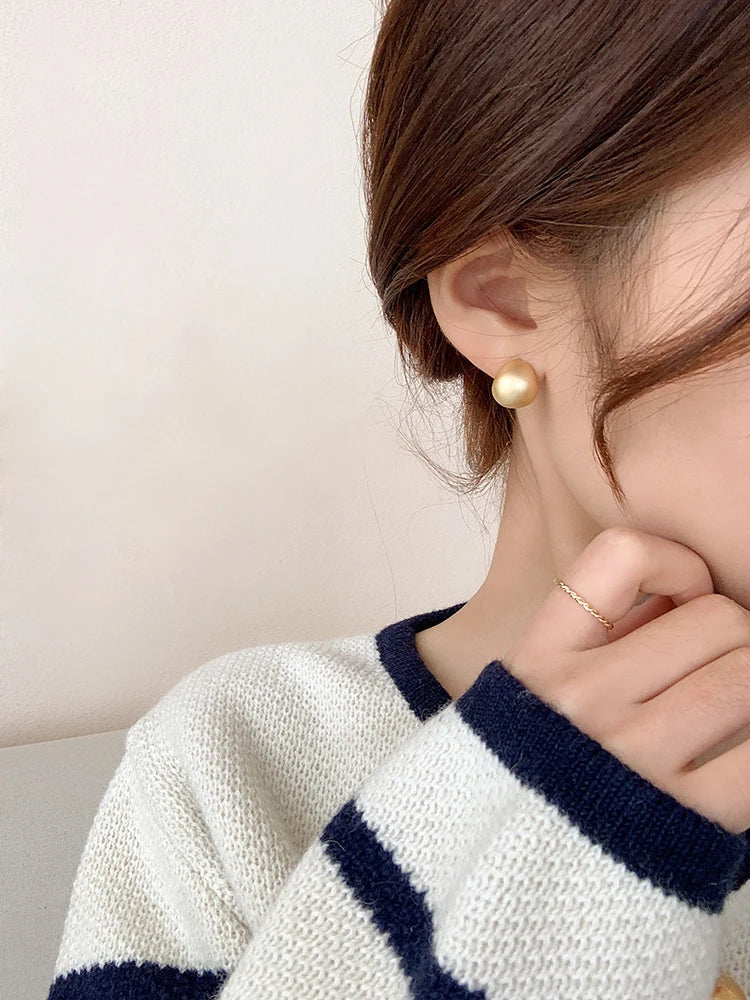 "2025 European & American Minimalist Matte Brushed Metal Drop Earrings"