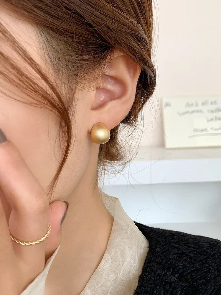 "2025 European & American Minimalist Matte Brushed Metal Drop Earrings"