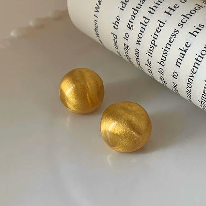 "2025 Luxurious Simple Brushed Frosted Metal Semicircle Earrings"