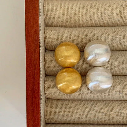 "2025 Luxurious Simple Brushed Frosted Metal Semicircle Earrings"