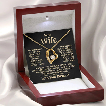 "925 Sterling Silver Heart Necklace for My Beloved Wife"