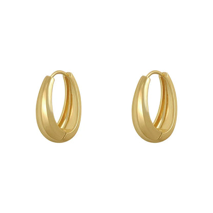 "2025 Classic Copper Alloy Smooth Hoop Earrings"