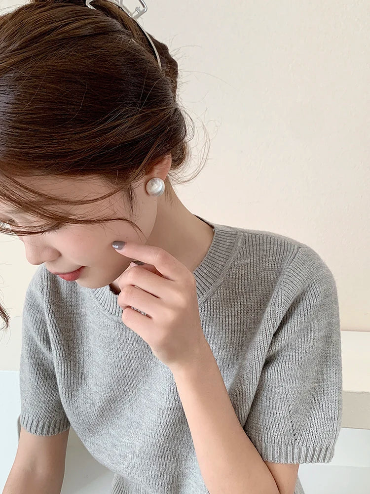 "2025 Luxurious Simple Brushed Frosted Metal Semicircle Earrings"