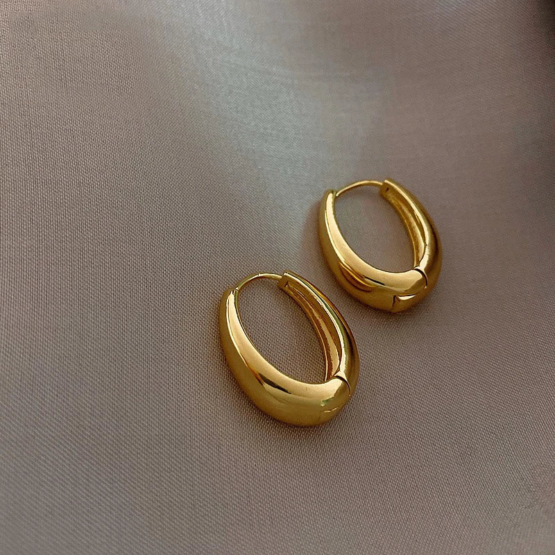 "2025 Classic Copper Alloy Smooth Hoop Earrings"