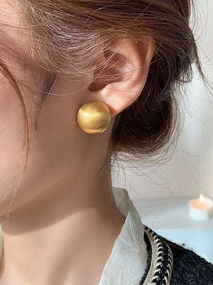 "2025 Luxurious Simple Brushed Frosted Metal Semicircle Earrings"