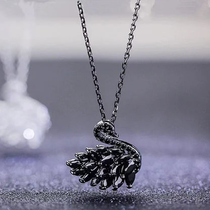 "2024 Classic Design Black Zircon Swan Shaped Earrings"