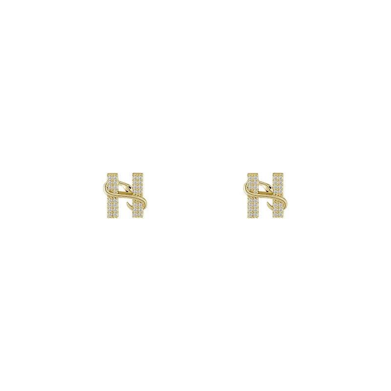 "Design Sense Gold Color Snake Wrapped Letters Stud Earrings"