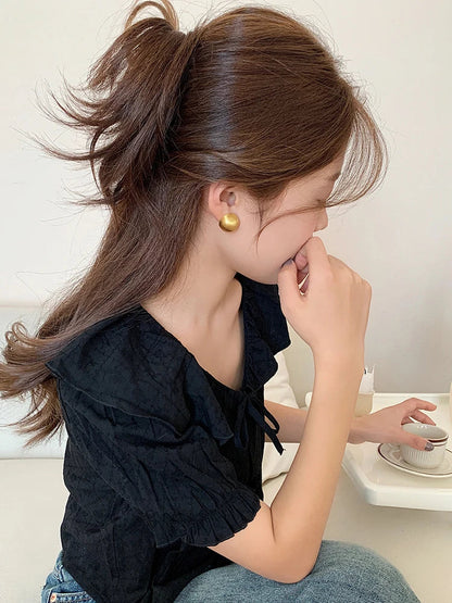 "2025 Luxurious Simple Brushed Frosted Metal Semicircle Earrings"