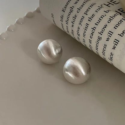 "2025 Luxurious Simple Brushed Frosted Metal Semicircle Earrings"