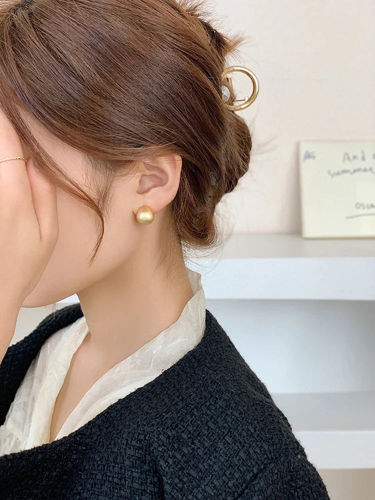 "2025 European & American Minimalist Matte Brushed Metal Drop Earrings"