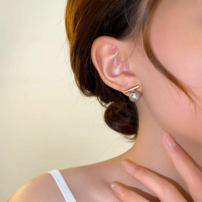 "2025 French Minimalist Grey Imitation Pearl Pendant Earrings"