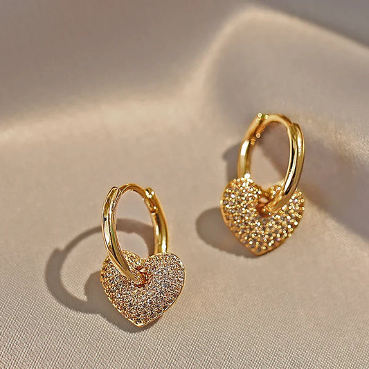"2025 Premium Micro-set Zircon Heart Shaped Pendant Earrings"