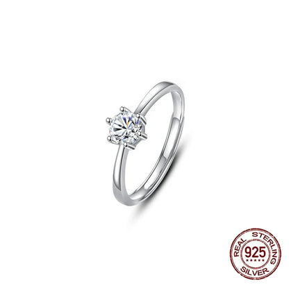 "925 Sterling Silver Adjustable Promise Ring with Cubic Zircon"